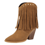 Cowgirl-Ankelboots i Mocka med Fransar Brun / 35