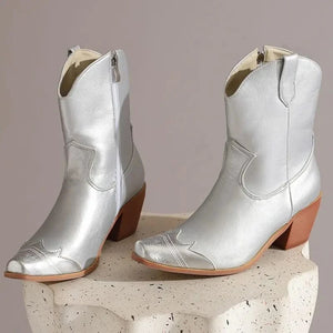 Cowgirl-Ankelboots med Metalltå