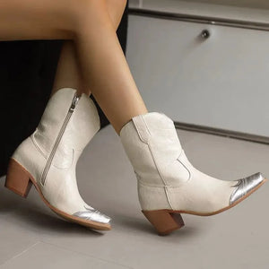 Cowgirl-Ankelboots med Metalltå