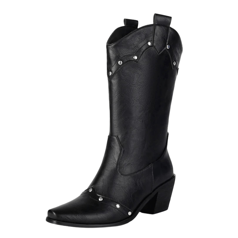 Cowgirl Boots med Nitdetaljer Svart / 35