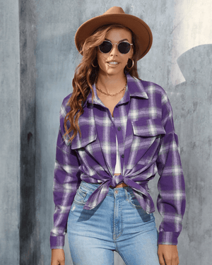 Cowgirl rutig flanellskjorta Lila / S