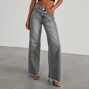 Cropped jeans dam Grå / S