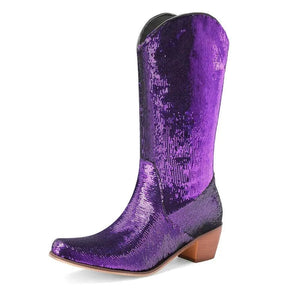 Cowboyboots med Paljetter för Dam Lila / 35