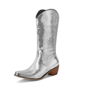Cowboyboots med Paljetter för Dam Silver / 35
