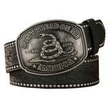Don't Tread On Me cowboybälte med ormmotiv Svart silver / 120cm