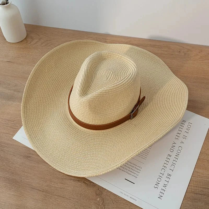 Elegant bredbrättad Cowboyhatt dam Beige / 58cm
