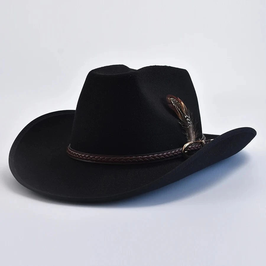 Elegant Cowboyhatt i Mjuk Filt Svart / 57-59cm