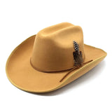 Elegant Cowboyhatt med Fjäder Kamel / 56-58cm