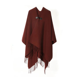 Elegant poncho jacka dam Vinröd / One Size
