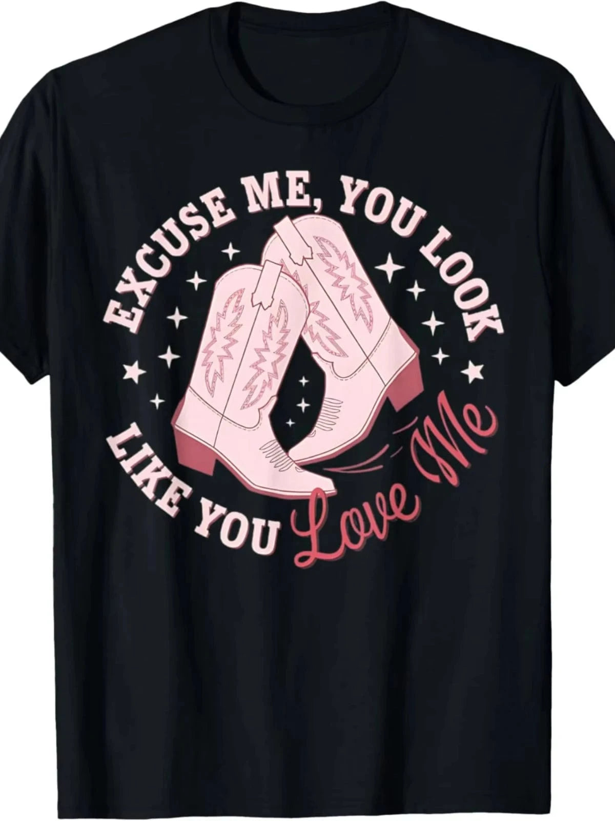 "Excuse Me You Look Like You Love Me" T-shirt Svart med rosa / S