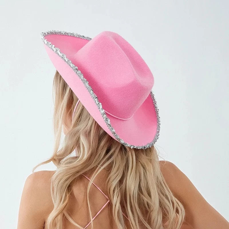 Filt cowboyhatt med glitterkant