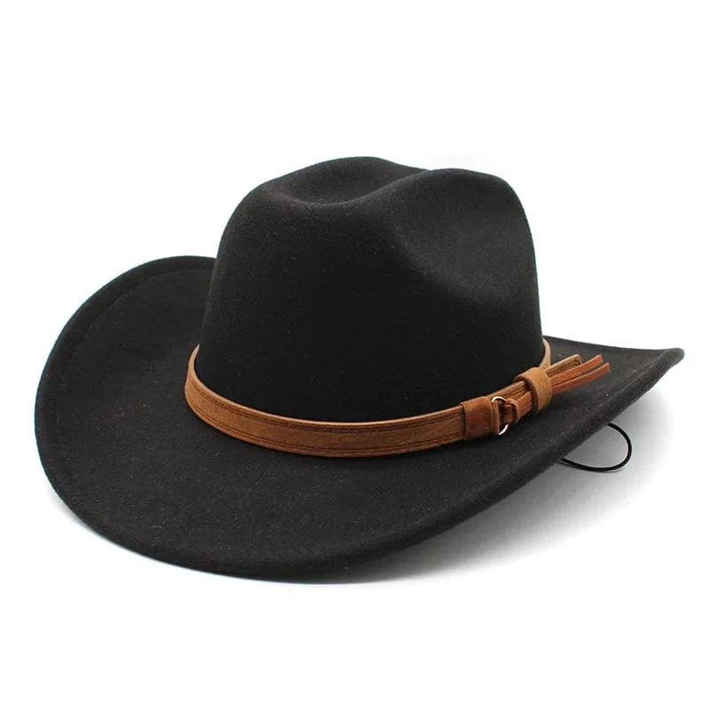 Filt cowboyhatt Svart / 56-58cm