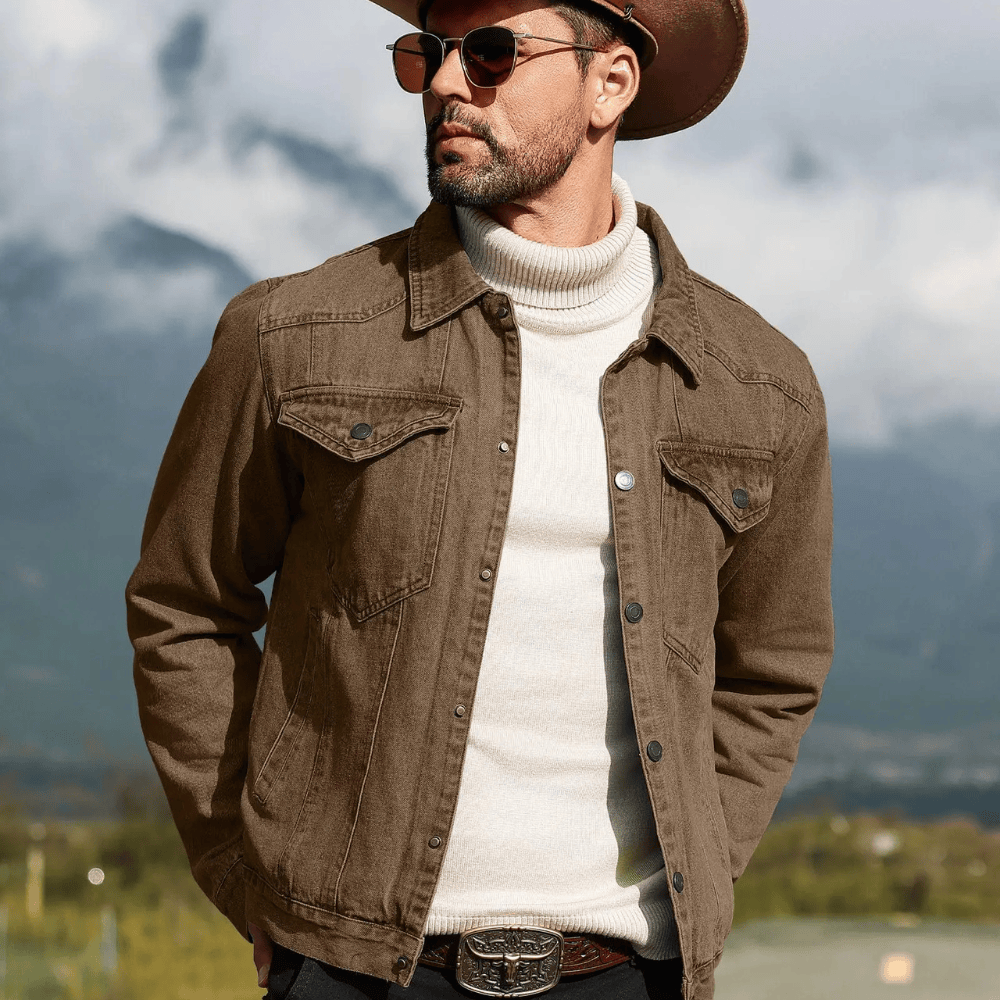 Fodrad denim jacka herr