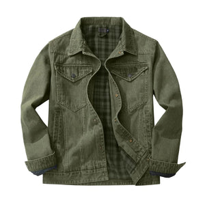 Fodrad denim jacka herr Grön / M