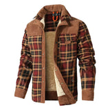 Fodrad flanell jacka herr Khaki / S