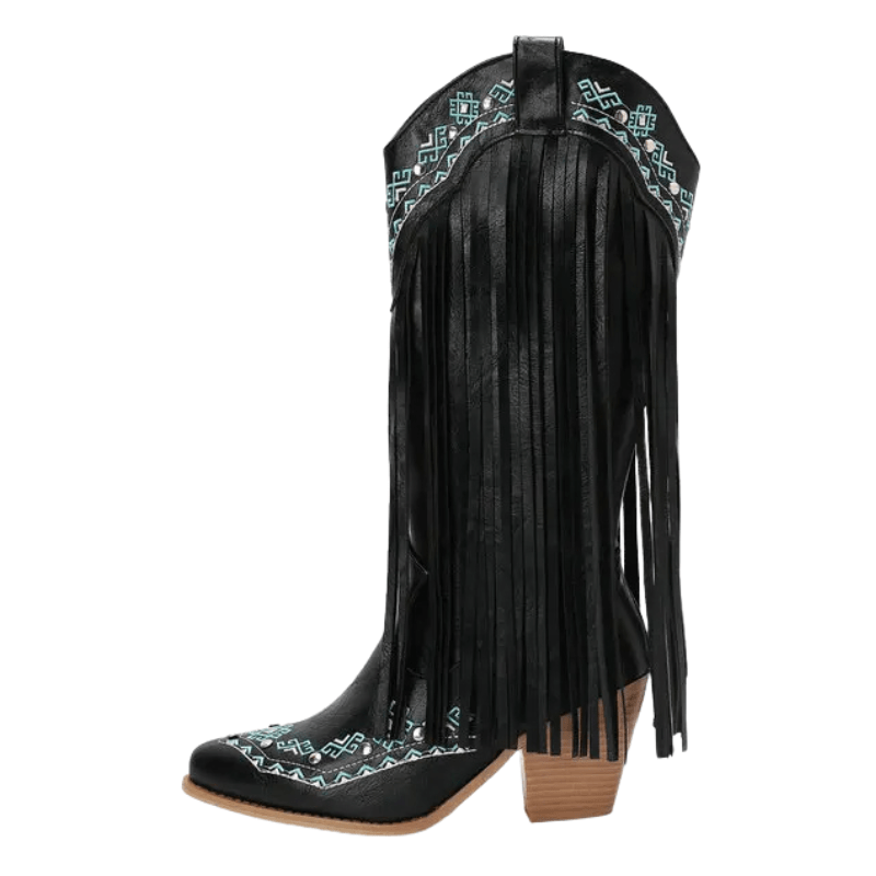 Fransboots med Broderi i Westernstil