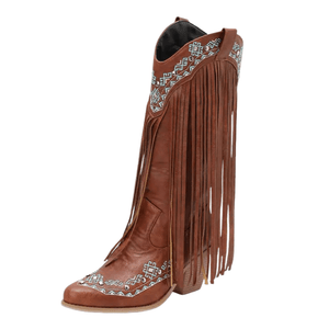 Fransboots med Broderi i Westernstil Brun / 35