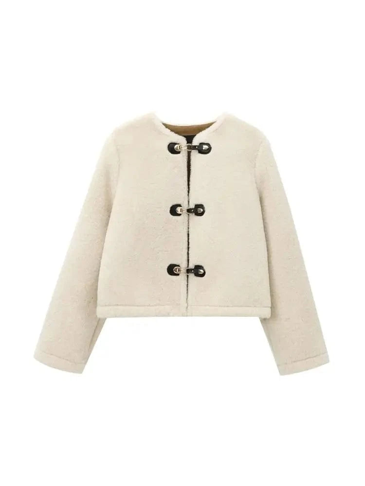 Fuskpäls jacka dam beige