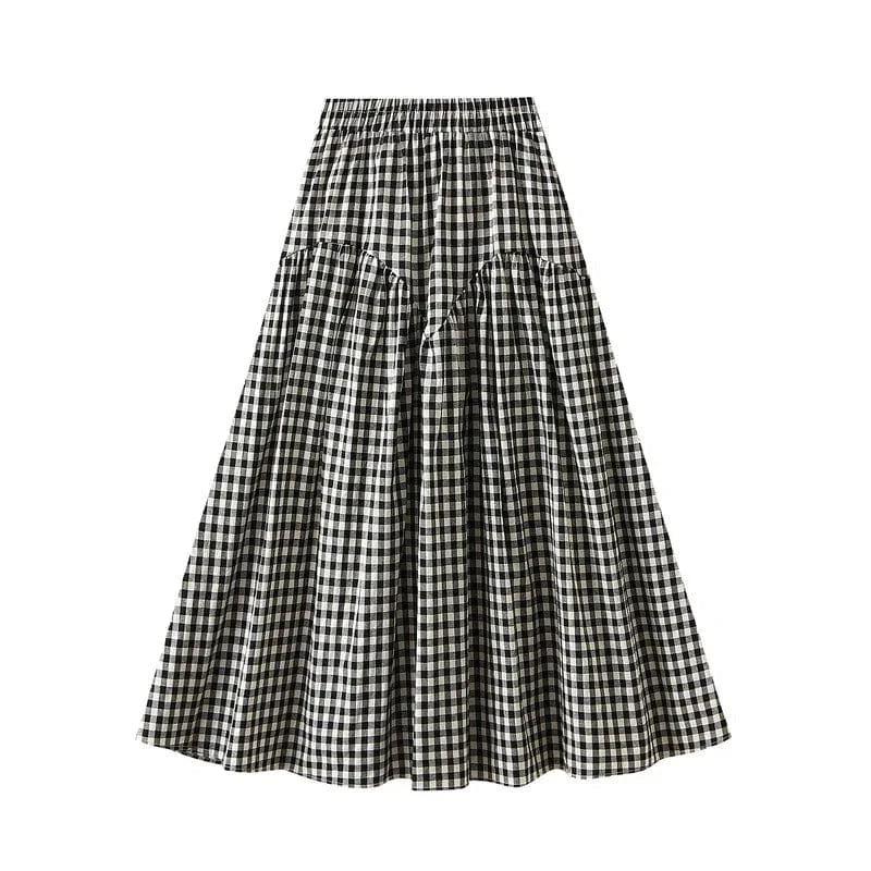 Gingham kjol Svart / One Size