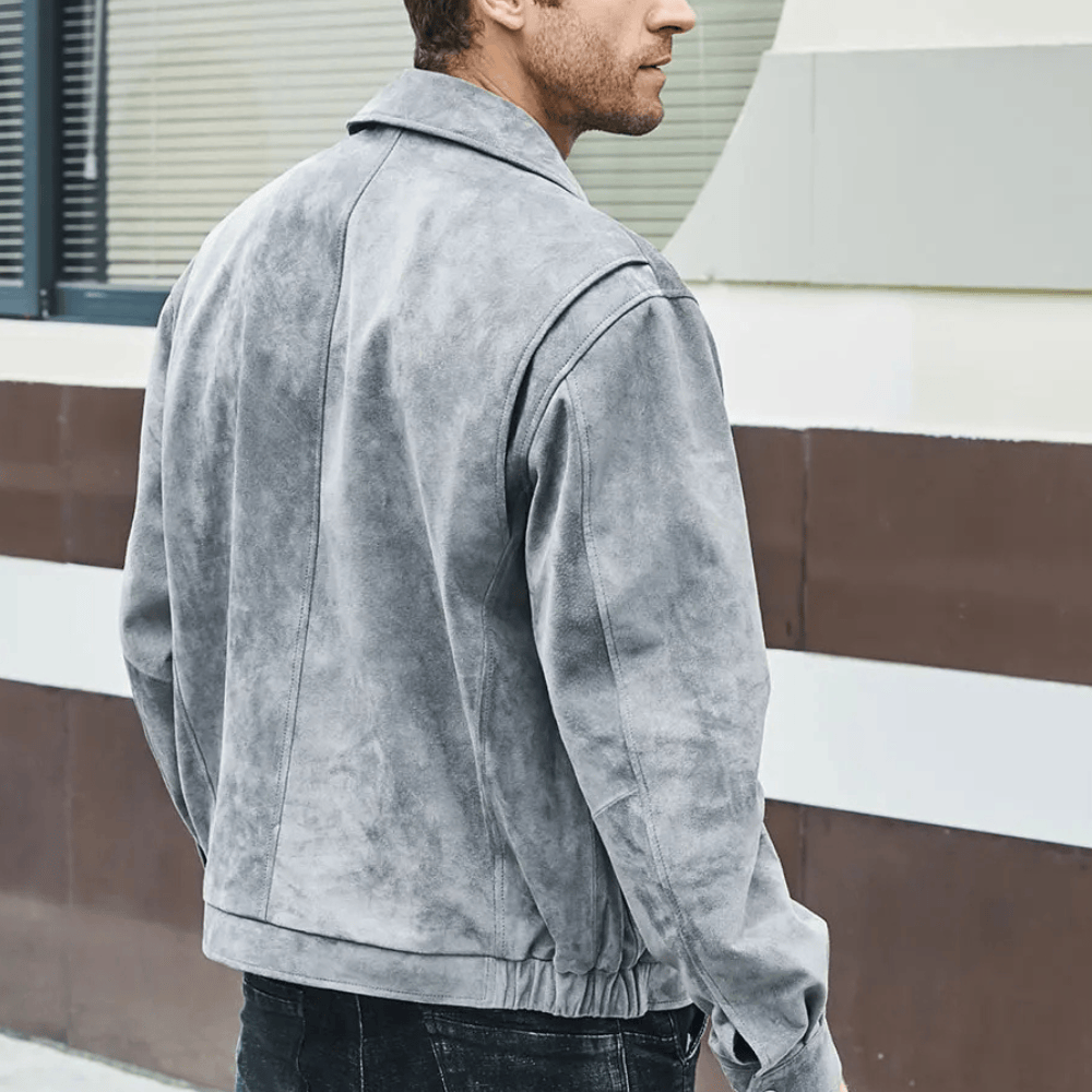 Grå mocka harrington jacka herr