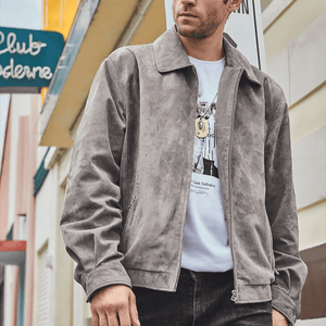 Grå mocka harrington jacka herr Grå / S