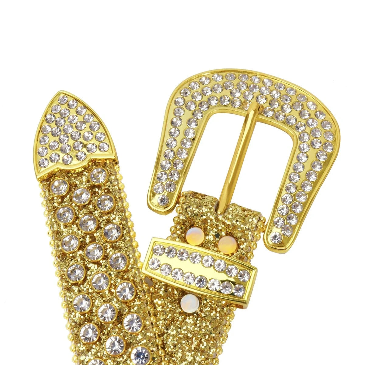 Gyllene westernbälte med strass