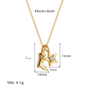 Halsband med hänge i form av en cowboyboots och stjärna Guld