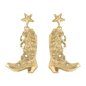 Hängande cowboyboots örhängen med stjärna Guld