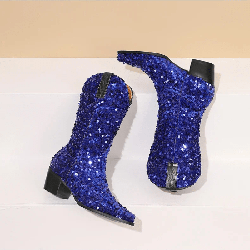 Höga Cowboyboots med Paljetter för Dam