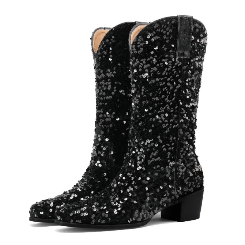 Höga Cowboyboots med Paljetter för Dam