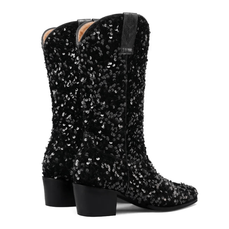 Höga Cowboyboots med Paljetter för Dam