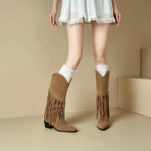 Höga Frans Cowboyboots i Mocka