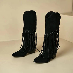 Höga Frans Cowboyboots i Mocka