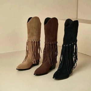 Höga Frans Cowboyboots i Mocka