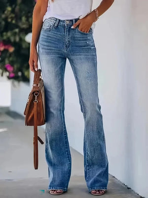 Högmidjade flare jeans Blå / XS