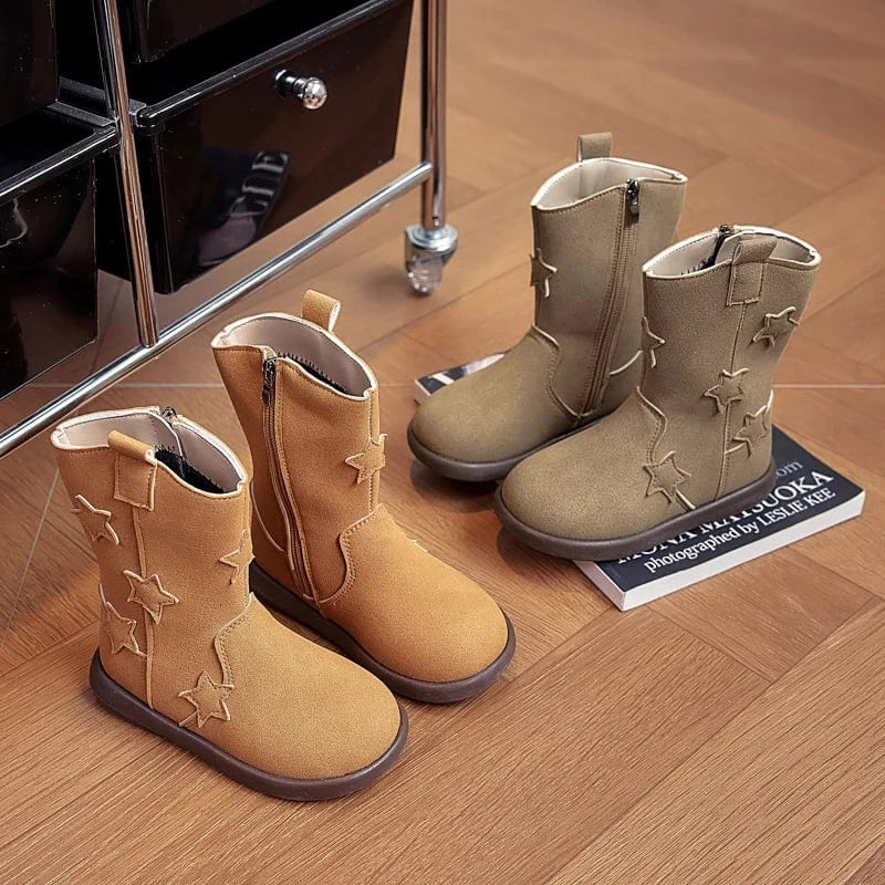 Cowboyboots barn med äkta läder och stjärndetaljer
