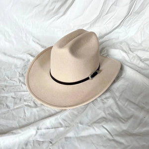 Klassisk Cowboyhatt Läderband Beige / 57-59cm