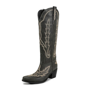 Klassiska Cowboyboots i Svart Mocka