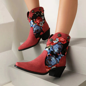 Korta Cowboyboots med Blommor