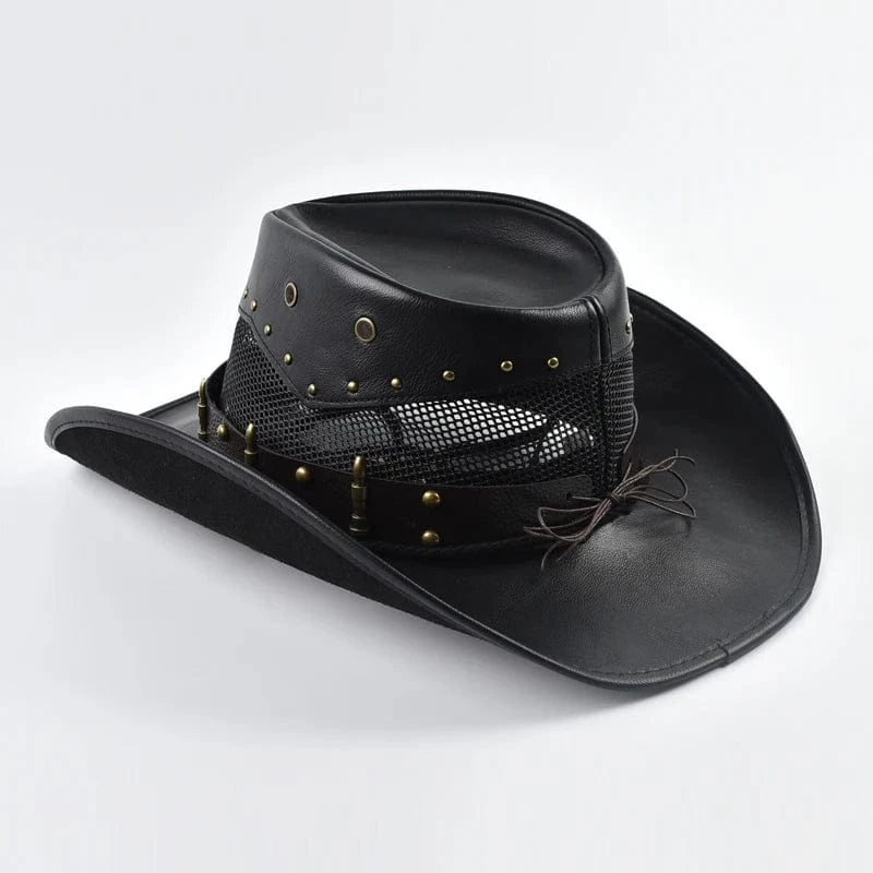 Läder Cowboyhatt med Mesh