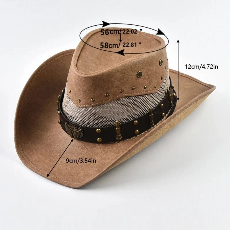 Läder Cowboyhatt med Mesh