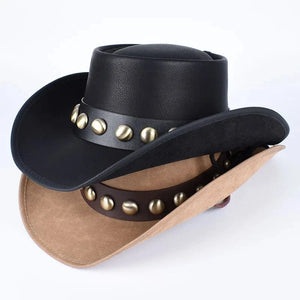 Läder Cowboyhatt med Metallnitar