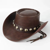 Läder Cowboyhatt med Metallnitar Brun / Ungefär 58cm