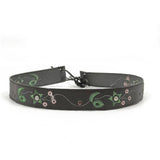 Läderhattband western med blombroderi Svart / 1 stycke