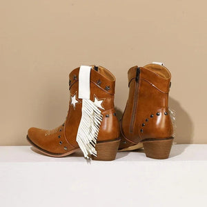 Låga Cowboyboots med Fransar och Stjärnor