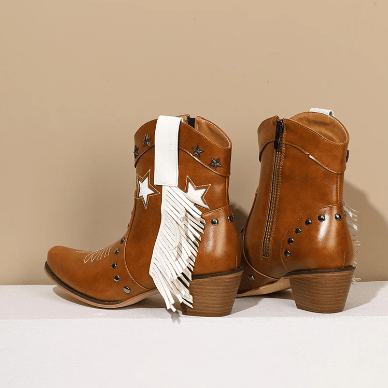 Låga Cowboyboots med Fransar och Stjärnor