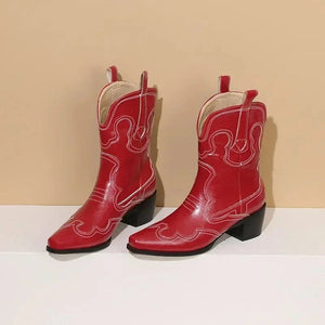 Låga Cowboyboots med Kontrastsöm för Dam