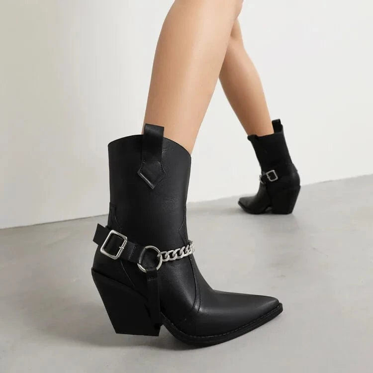 Låga Cowboyboots med Nitar för Dam