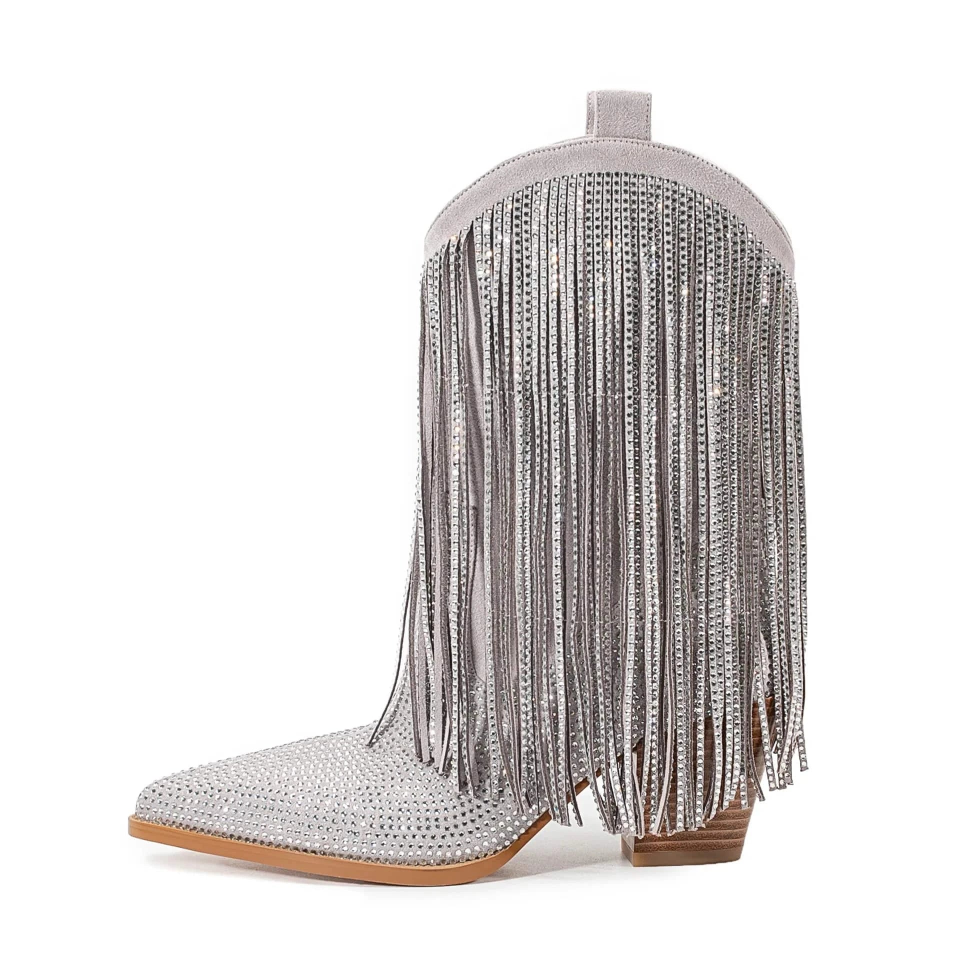 Låga Cowboyboots med Strassfransar för Dam