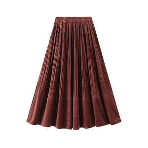 Lång kjol sammet Röd / One Size